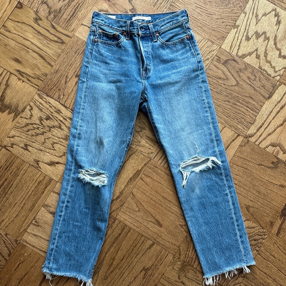 Levi’s Wedgie Straight Distressed Ripped Jeans